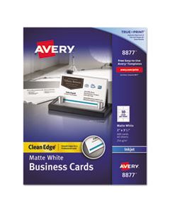 AVE8877 TRUE PRINT CLEAN EDGE BUSINESS CARDS, INKJET, 2 X 3 1/2, WHITE, 400/BOX