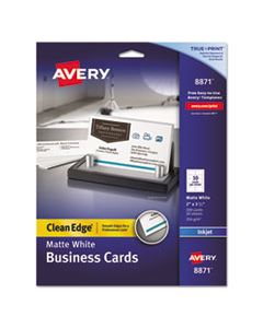 AVE8871 TRUE PRINT CLEAN EDGE BUSINESS CARDS, INKJET, 2 X 3 1/2, WHITE, 200/PACK