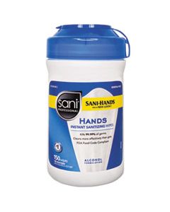 NICP43572EA HANDS INSTANT SANITIZING WIPES, 6 X 5, WHITE, 150/CANISTER