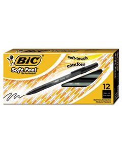 BICSGSM11BK SOFT FEEL STICK BALLPOINT PEN, MEDIUM 1MM, BLACK INK/BARREL, DOZEN