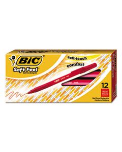 BICSGSM11RD SOFT FEEL STICK BALLPOINT PEN, MEDIUM 1MM, RED INK/BARREL, DOZEN