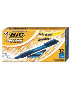 BICSCSM11BE SOFT FEEL RETRACTABLE BALLPOINT PEN, MEDIUM 1MM, BLUE INK/BARREL, DOZEN