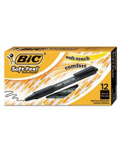 BICSCSM11BK SOFT FEEL RETRACTABLE BALLPOINT PEN, MEDIUM 1MM, BLACK INK/BARREL, DOZEN