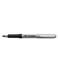 BICGRE11BK ROLLER GLIDE ROLLER BALL PEN, FINE 0.7MM, BLACK INK, GRAY BARREL, DOZEN