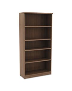 ALEVA636632WA ALERA VALENCIA SERIES BOOKCASE, FIVE-SHELF, 31 3/4W X 14D X 64 3/4H, MODERN WALNUT