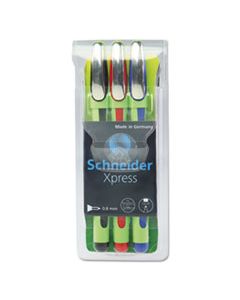 STW190093 SCHNEIDER XPRESS FINELINER STICK PEN, 0.8MM, ASSORTED INK, GREEN BARREL, 3/PACK