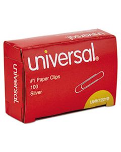 UNV72210 PAPER CLIPS, SMALL (NO. 1), SILVER, 100 CLIPS/BOX, 10 BOXES/PACK