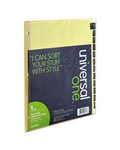 UNV20823 DELUXE PREPRINTED SIMULATED LEATHER TAB DIVIDERS WITH GOLD PRINTING, 12-TAB, JAN. TO DEC., 11 X 8.5, BUFF, 1 SET