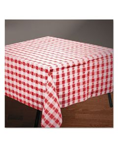 HFM220670 TISSUE/POLY TABLECOVERS, 54" X 108", RED/WHITE GINGHAM