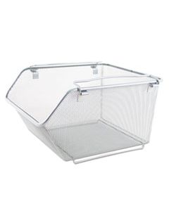 ALESW258SV WIRE MESH STACKING SHELVING BINS, 12.75W X 15.13D X 8.63H, SILVER, 2/SET