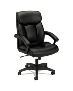 BSXVL151SB11 HVL151 EXECUTIVE HIGH-BACK LEATHER CHAIR, SUPPORTS UP TO 250 LBS., BLACK SEAT/BLACK BACK, BLACK BASE
