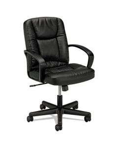 BSXVL171SB11 HVL171 EXECUTIVE MID-BACK LEATHER CHAIR, SUPPORTS UP TO 250 LBS., BLACK SEAT/BLACK BACK, BLACK BASE