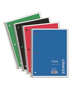 UNV66624 WIREBOUND NOTEBOOK, 1 SUBJECT, WIDE/LEGAL RULE, ASSORTED COLOR COVERS, 10.5 X 8, 70 SHEETS, 4/PACK