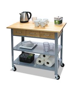 VRTVF53039 COUNTERTOP SERVING CART, 35.5W X 19.75D X 34.25H, SILVER/BROWN