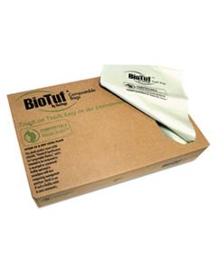 HERY7658TER01 BIOTUF COMPOSTABLE CAN LINERS, 60 GAL, 0.9 MIL, 38" X 58", GREEN, 100/CARTON