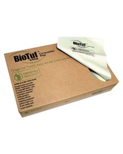 HERY8046TER01 BIOTUF COMPOSTABLE CAN LINERS, 45 GAL, 0.9 MIL, 40" X 46", GREEN, 100/CARTON