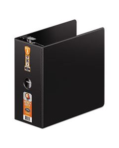 WLJ38450B HEAVY-DUTY D-RING BINDER WITH EXTRA-DURABLE HINGE, 3 RINGS, 5" CAPACITY, 11 X 8.5, BLACK