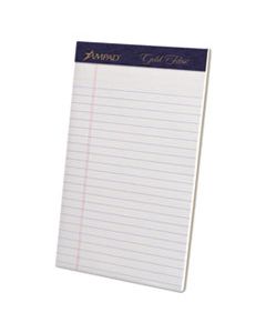 TOP20018 GOLD FIBRE WRITING PADS, NARROW RULE, 5 X 8, WHITE, 50 SHEETS, 4/PACK