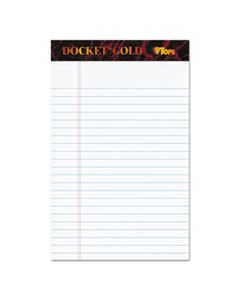 TOP63910 DOCKET GOLD RULED PERFORATED PADS, NARROW RULE, 5 X 8, WHITE, 50 SHEETS, 12/PACK