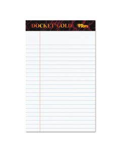 TOP63910 DOCKET GOLD RULED PERFORATED PADS, NARROW RULE, 5 X 8, WHITE, 50 SHEETS, 12/PACK