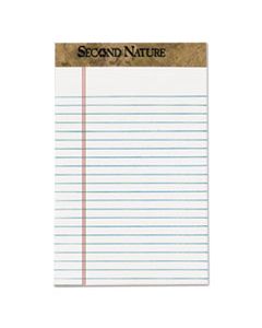 TOP74005 SECOND NATURE PREMIUM RECYCLED PADS, NARROW RULE, 5 X 8, WHITE, 50 SHEETS, DOZEN