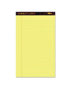 TOP63980 DOCKET GOLD RULED PERFORATED PADS, WIDE/LEGAL RULE, 8.5 X 14, CANARY, 50 SHEETS, 12/PACK
