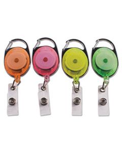 AVT91119 CARABINER-STYLE RETRACTABLE ID CARD REEL, 30" EXTENSION, ASSORTED NEON, 20/PACK