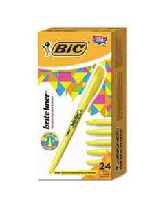 BICBL241YW BRITE LINER HIGHLIGHTER, CHISEL TIP, YELLOW, 24/PACK