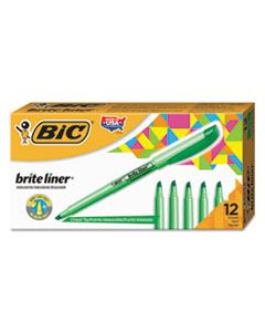 BICBL11GN BRITE LINER HIGHLIGHTER, CHISEL TIP, FLUORESCENT GREEN, DOZEN