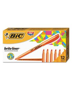 BICBL11OE BRITE LINER HIGHLIGHTER, CHISEL TIP, FLUORESCENT ORANGE, DOZEN