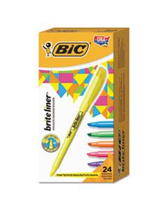 BICBL241AST BRITE LINER HIGHLIGHTER, CHISEL TIP, ASSORTED COLORS, 24/SET