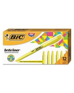 BICBL11YW BRITE LINER HIGHLIGHTER, CHISEL TIP, FLUORESCENT YELLOW, DOZEN