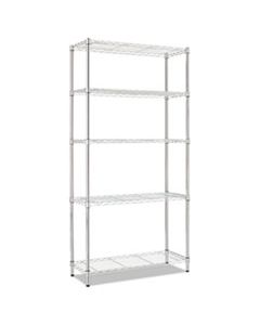 ALESW853614SR RESIDENTIAL WIRE SHELVING, FIVE-SHELF, 36W X 14D X 72H, SILVER