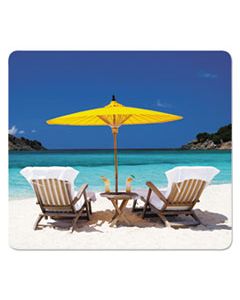 FEL5916301 RECYCLED MOUSE PADS, CARIBBEAN BEACH DESIGN, 9 X 1/16