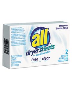 VEN2979353 FREE CLEAR VEND PACK DRYER SHEETS, FRAGRANCE FREE, 2 SHEETS/BOX, 100 BOX/CARTON