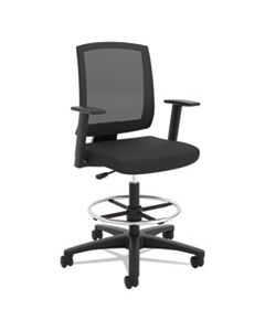 BSXVL515LH10 VL515 MID-BACK MESH TASK STOOL WITH FIXED ARMS, SUPPORTS UP TO 250 LBS., BLACK SEAT/BLACK BACK, BLACK BASE