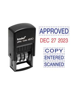USSE4853L ECONOMY 5-IN-1 MICRO DATE STAMP, SELF-INKING, 3/4 X 1, BLUE/RED