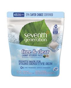 SEV22977 NATURAL LAUNDRY DETERGENT PACKS, POWDER, UNSCENTED, 45 PACKETS/PACK