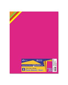 GEO23500 PREMIUM COATED POSTER BOARD, 11 X 14, ASSORTED, 5/PACK