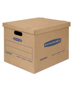 FEL7714210 SMOOTHMOVE CLASSIC MOVING & STORAGE BOXES, SMALL, HALF SLOTTED CONTAINER (HSC), 15" X 12" X 10", BROWN KRAFT/BLUE, 20/CARTON