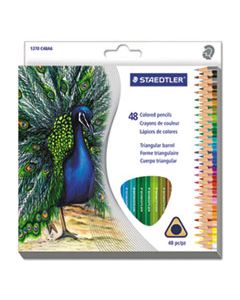 STD1270C48A6 TRIANGULAR COLORED PENCIL SET, 2.9 MM, H (#3), ASSORTED LEAD/BARREL COLORS, 48/PACK