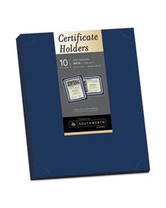 SOUPF8 CERTIFICATE HOLDER, NAVY, 105LB LINEN STOCK, 12 X 9 1/2, 10/PACK