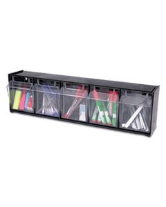 DEF20504OP TILT BIN INTERLOCKING 5-BIN ORGANIZER, 23 5/8 X 5 1/4 X 6 1/2, BLACK/CLEAR