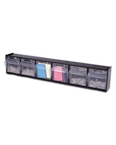 DEF20604OP TILT BIN INTERLOCKING 6-BIN ORGANIZER, 23 5/8 X 3 5/8 X 4 1/2, BLACK/CLEAR