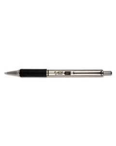 ZEB29210 F-402 RETRACTABLE BALLPOINT PEN, 0.7MM, BLACK INK, STAINLESS STEEL/BLACK BARREL
