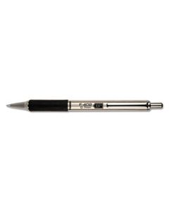 ZEB29210 F-402 RETRACTABLE BALLPOINT PEN, 0.7MM, BLACK INK, STAINLESS STEEL/BLACK BARREL