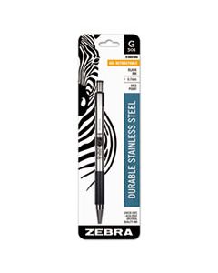 ZEB41311 G-301 RETRACTABLE GEL PEN, MEDIUM 0.7MM, BLACK INK, STAINLESS STEEL/BLACK BARREL