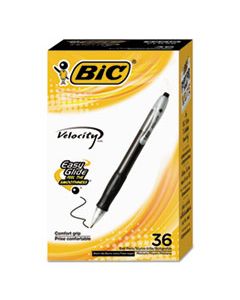 BICVLG361BK VELOCITY RETRACTABLE BALLPOINT PEN, MEDIUM 1MM, BLACK INK & BARREL, 36/PACK