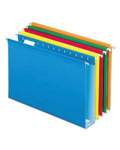 PFX4153X2ASST EXTRA CAPACITY REINFORCED HANGING FILE FOLDERS WITH BOX BOTTOM, LEGAL SIZE, 1/5-CUT TAB, ASSORTED, 25/BOX