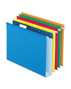PFX4152X2ASST EXTRA CAPACITY REINFORCED HANGING FILE FOLDERS WITH BOX BOTTOM, LETTER SIZE, 1/5-CUT TAB, ASSORTED, 25/BOX